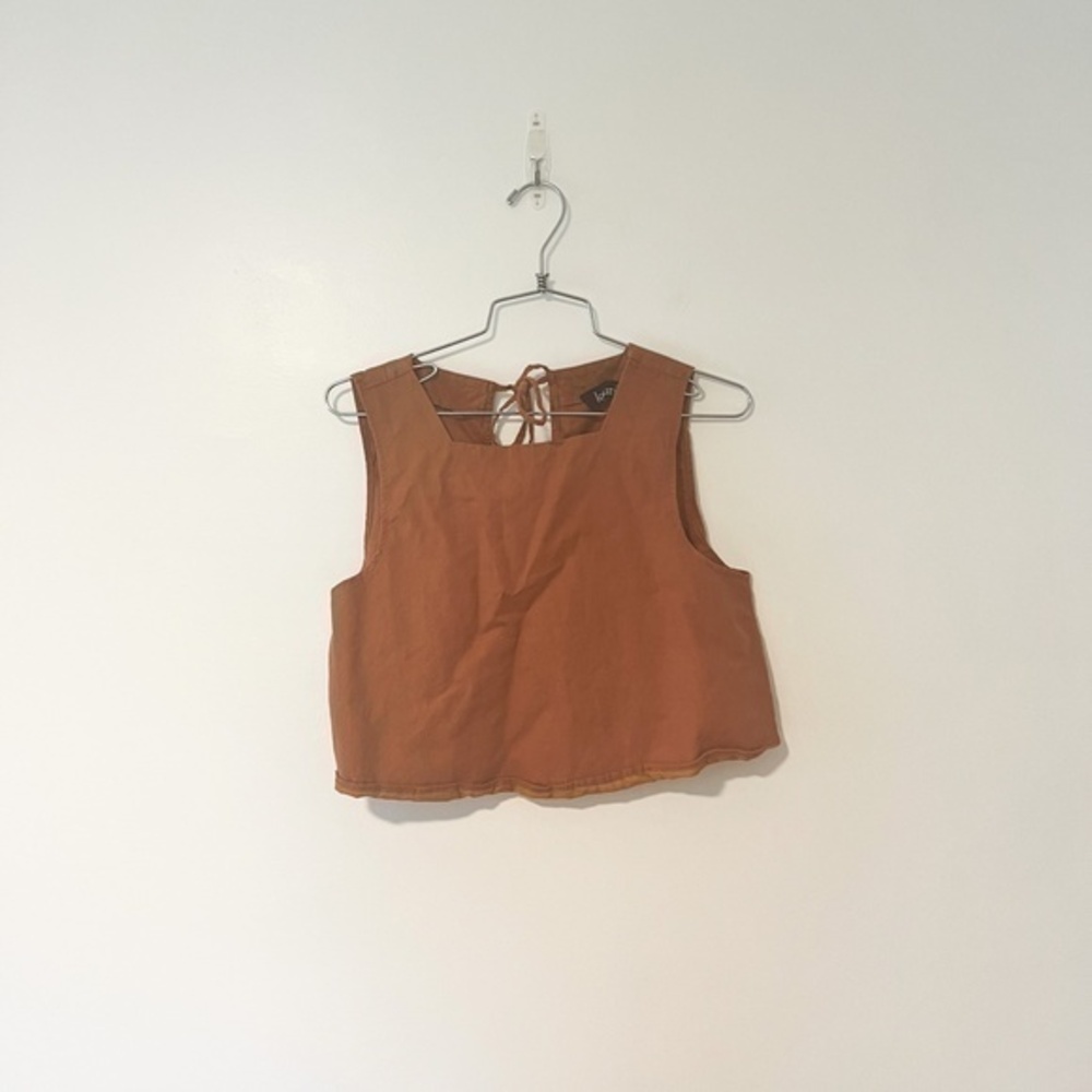 3/$25 Kourt Linen Square Neck Open Back Crop Top sz XS